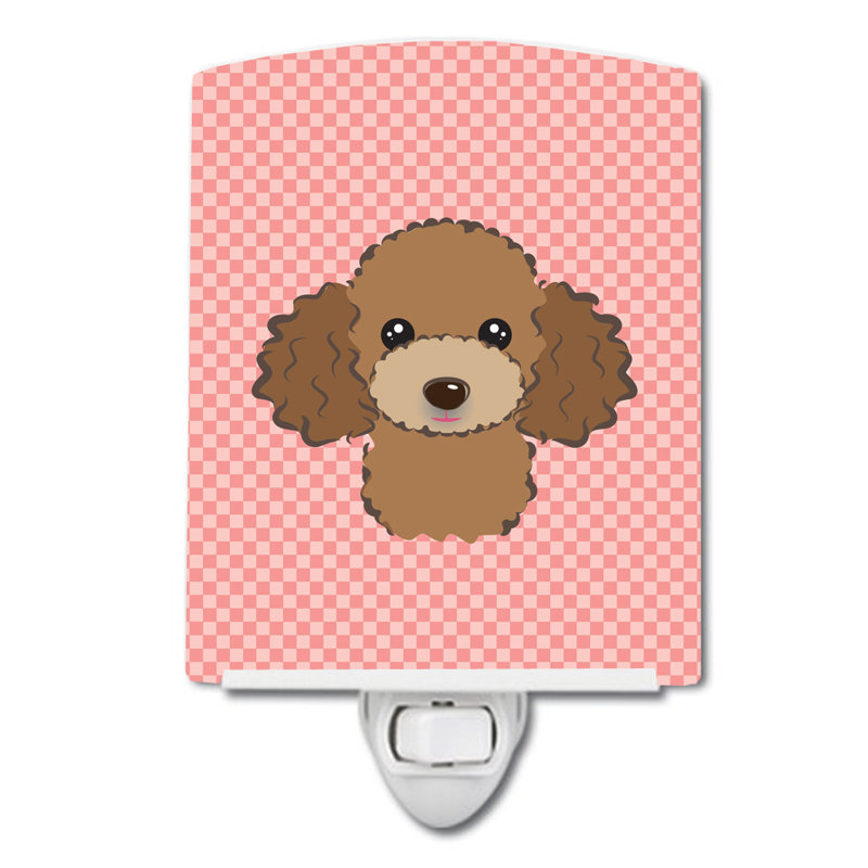 Éclairage de nuit en céramique damier de braque teckel, Rose, Caniche brun chocolat