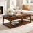 Mour Coffee Table With Casters And Drawer, 50 Inch Rectangular, Brown