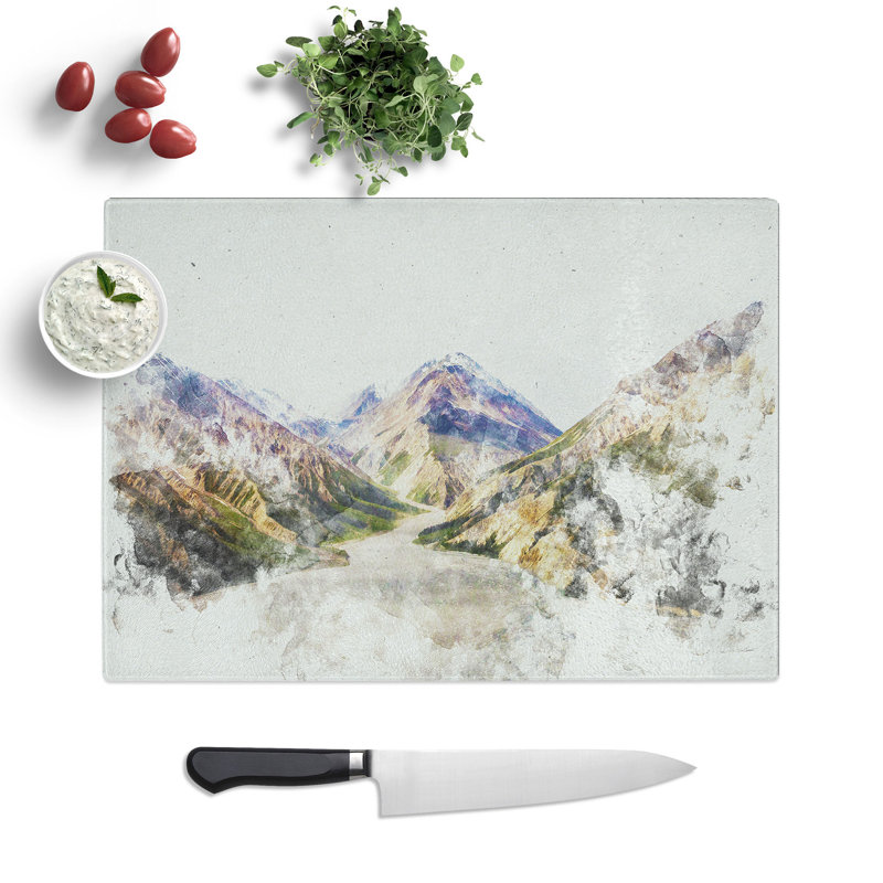 Tempered Glass Path Through the Mountains Chopping Board, 20 cm x 28.5 cm