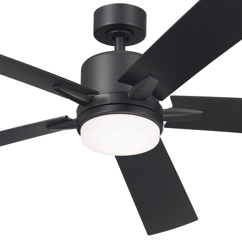 Lucian 60'' Ceiling Fan with LED Lights, Satin Black/Silver/Black