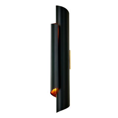 Piaga 2 LT Matte Black and Polished Brass Wall Sconce Kalco