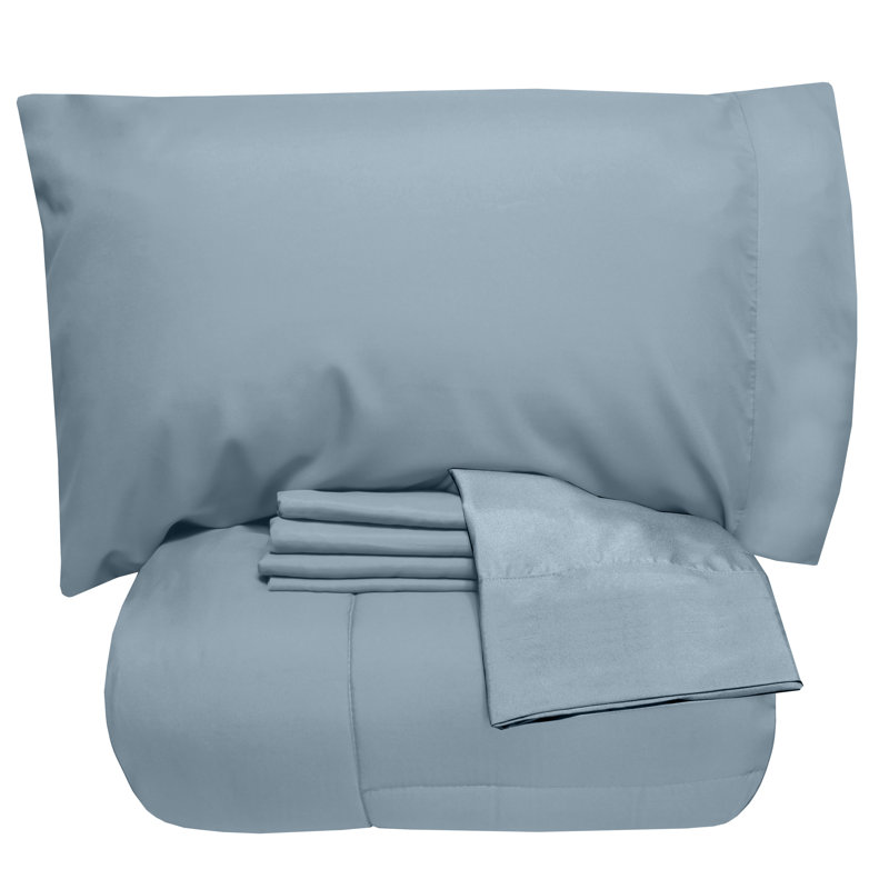 Misty Blue Full Down Alternative Microfiber Bed in a Bag Set