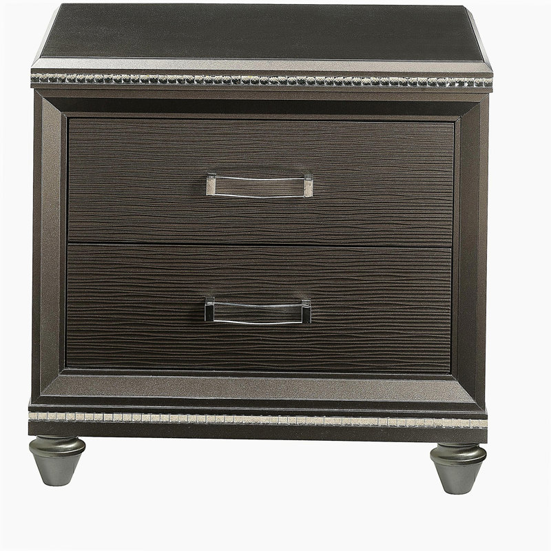 Table de chevet 2 tiroirs champagne foncé