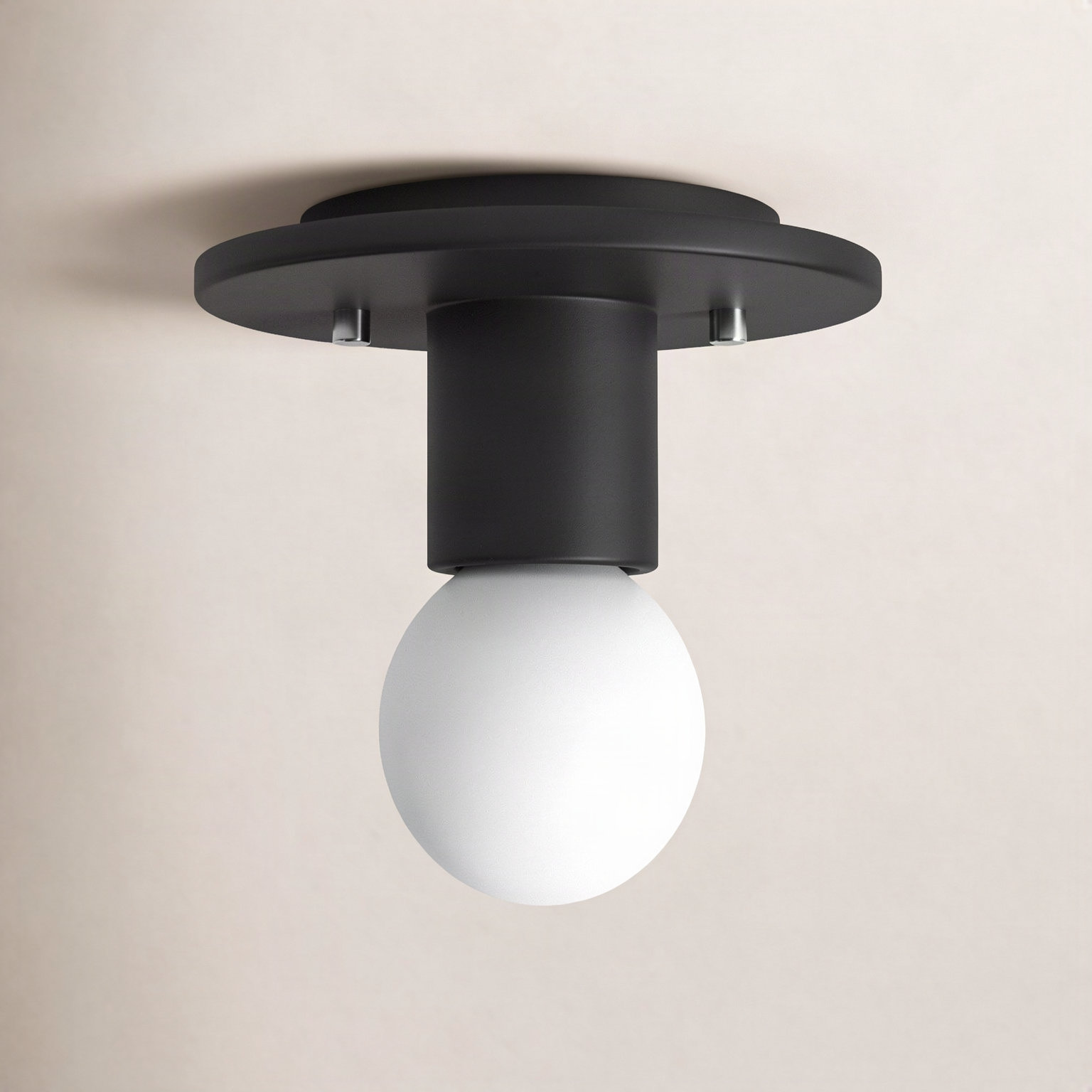 8" Single Light Flush Mount, Carbon/Matte Black