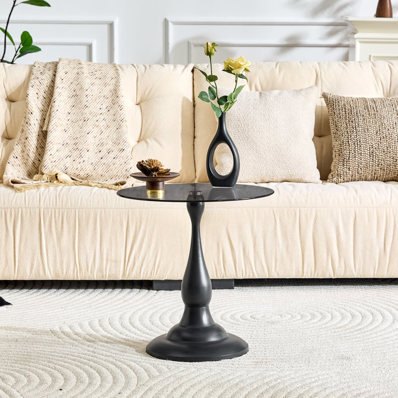 Petite table d'appoint en métal, Grey, Black