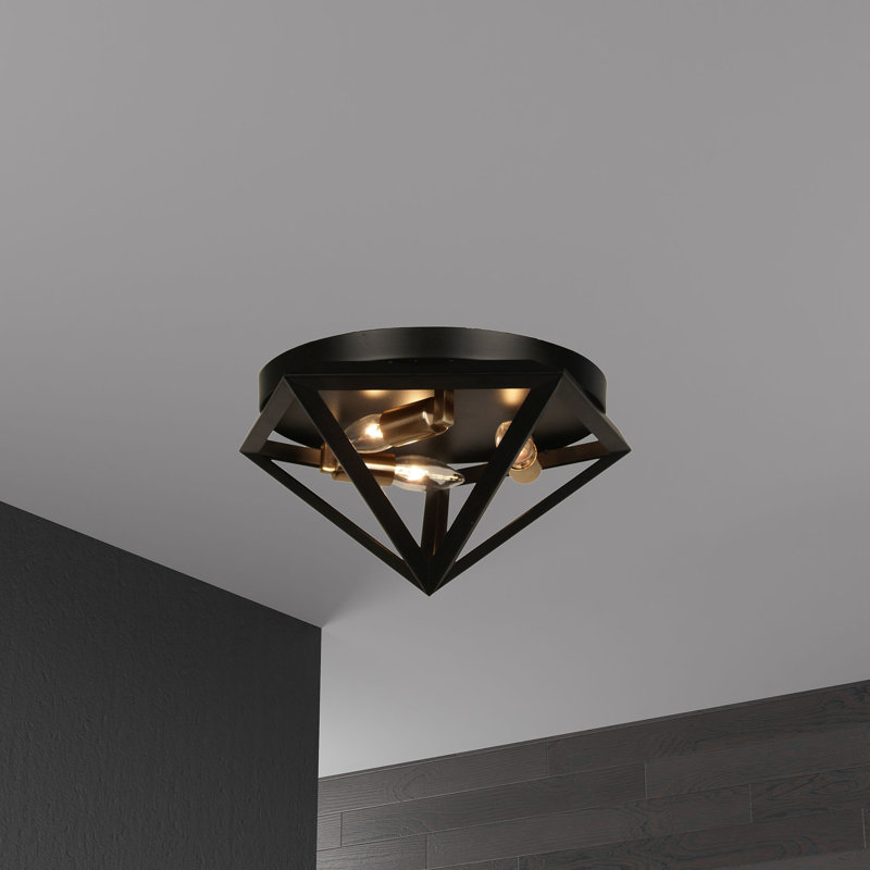 Plafonnier encastré 3 lumière 12 po Addison, Laiton antique