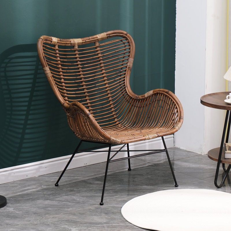 Cemlyn Metal and Natural Rattan Armchair
