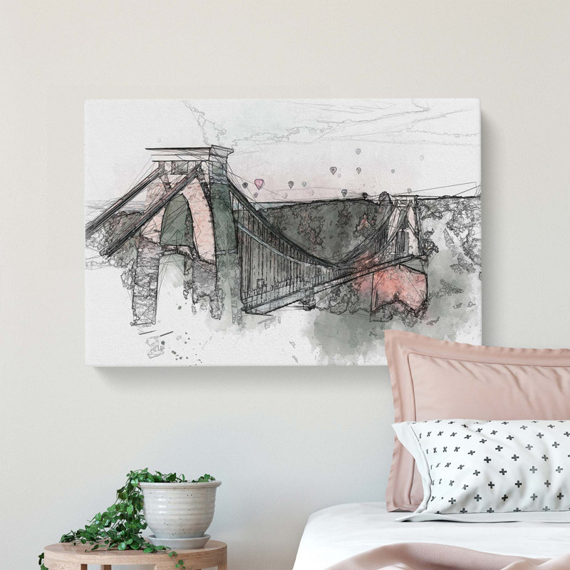 Clifton Suspension Bridge in Bristol in Abstract - Wrapped Canvas, 35cm H x 50cm W x 3cm D