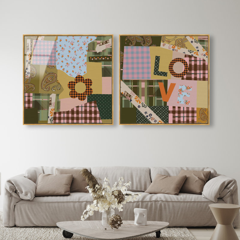 Retro Scarf Set High-Gloss Frameless Acrylic Glass Wall Art Typography and Symbols Print by Oliver Gal, Ready to Hang, 12 x 12
