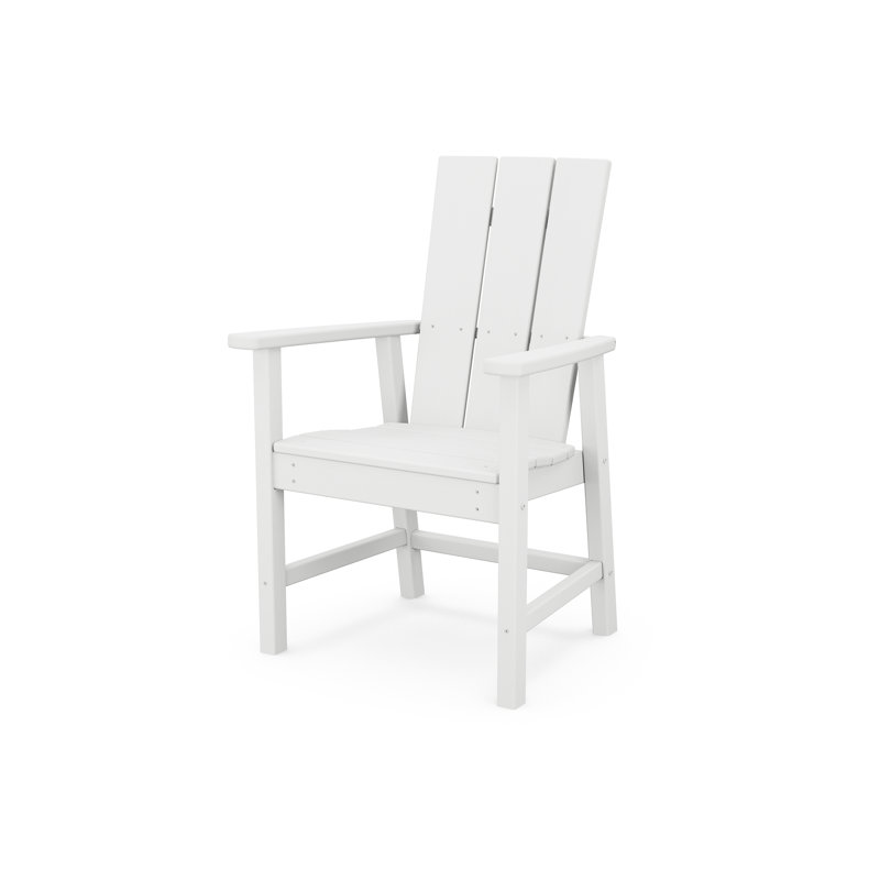 Modern Slatted Outdoor Dining Armchair, White