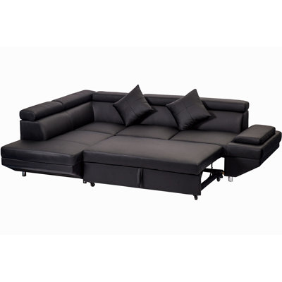 Anye 108'' Faux Leather Sleeper Sofa