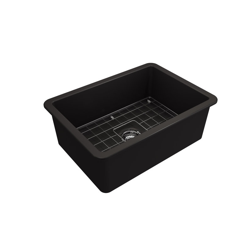 Évier de cuisine à double fixation 26,8 po x l 19 po avec accessoires, Noir mat