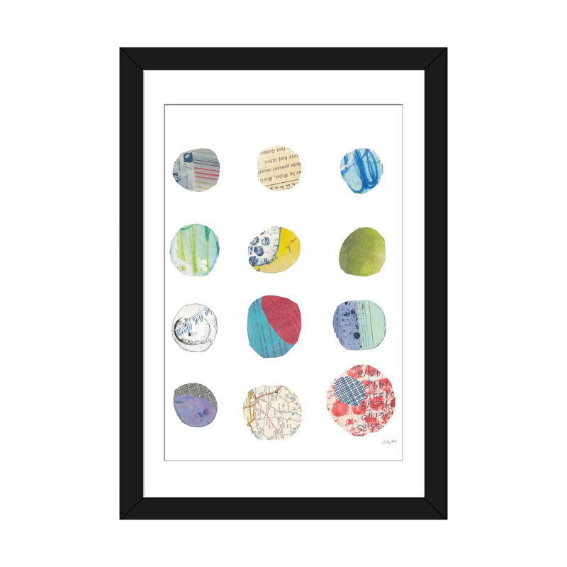 « geometric collage ii », impression sur toile, H 24 po x l 16 po x P 1 po, Papier d'art encadré noir, Blanc