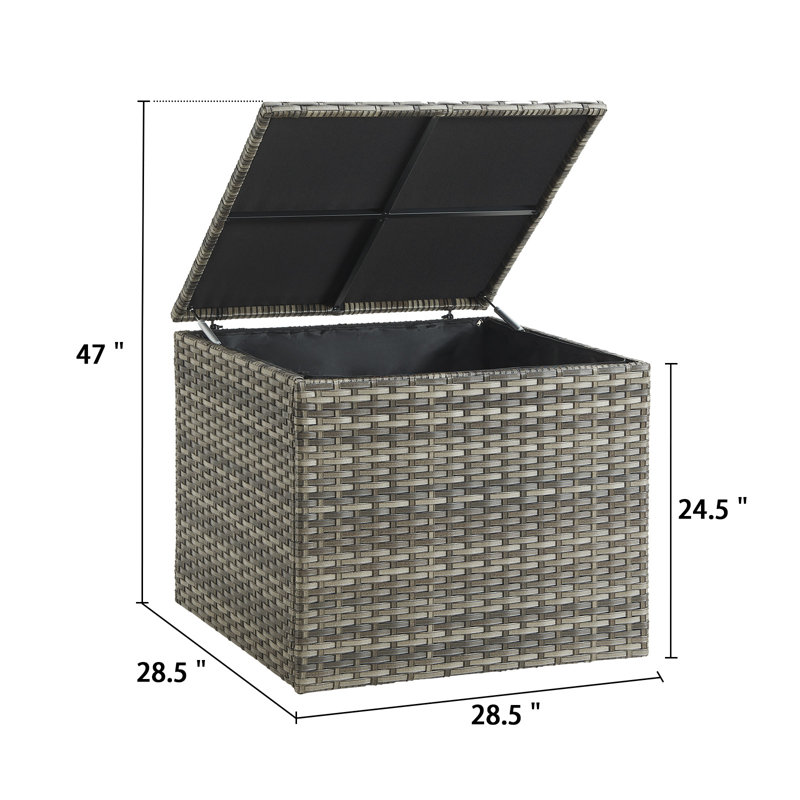 Belord 70 Gallons Outdoor Wicker Water Resistant Storage Deck Box, Gray