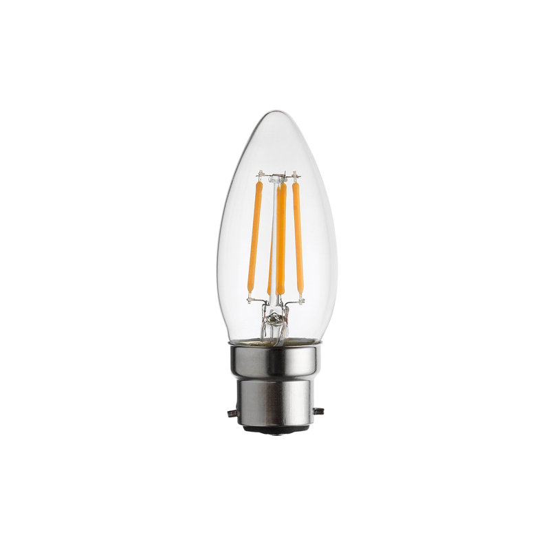 4 Pack 4W Dimmable B22 Candle Led Light Bulb - Warm White 2700K 470 Lumens