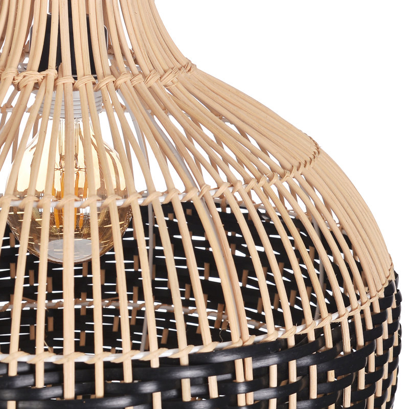 Luminaire suspendu fait à la main en rotin de style bohémien pour îlot de cuisine, 13.78" H x 15.74" W x 15.74" D