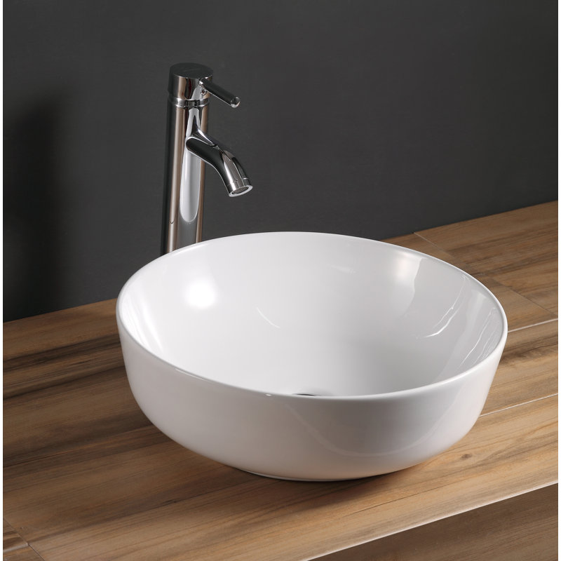 Elanti 16.5'' White Ceramic Circular Bathroom Sink