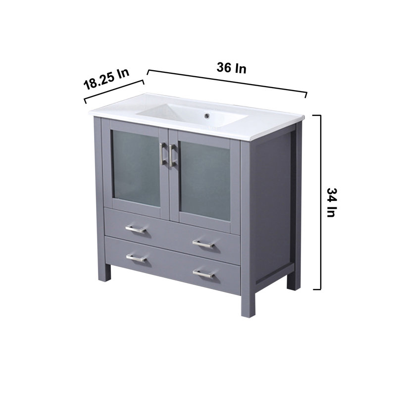 Volez 36" Dark Gray Single Vanity with Ceramic Top