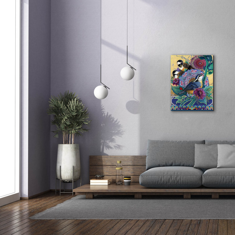 «Garden Bird Trio» par David Galchutt, art mural sur toile, H 34 po x l 26 po x P 1,5 po