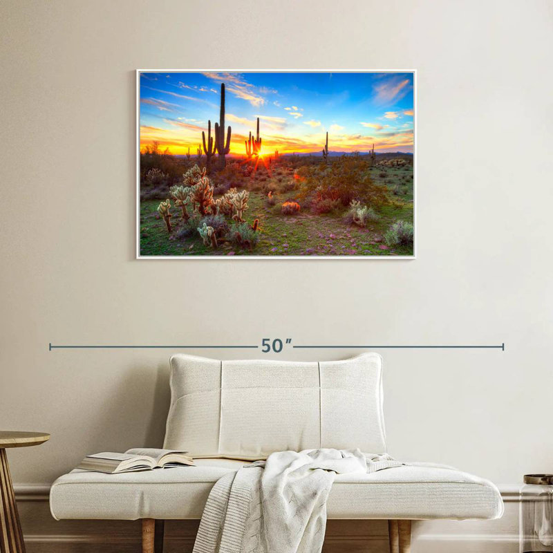 Paysage de désert de Sonora, Cadre flottant blanc, 37 po x 25 po