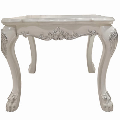 Bone White End Table with Claw Leg