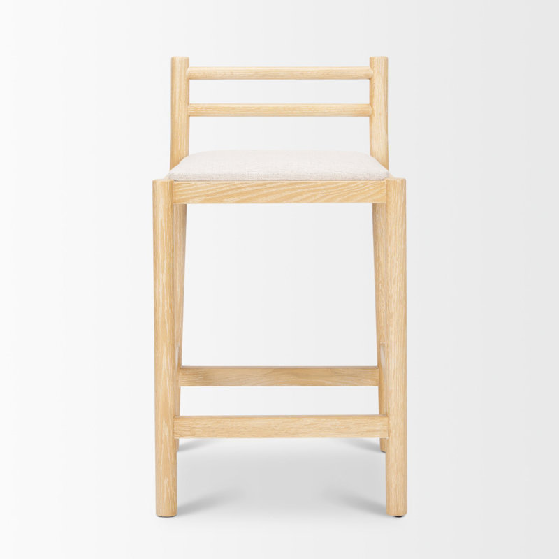 Tabouret Clemie, Siège beige / structure brun clair