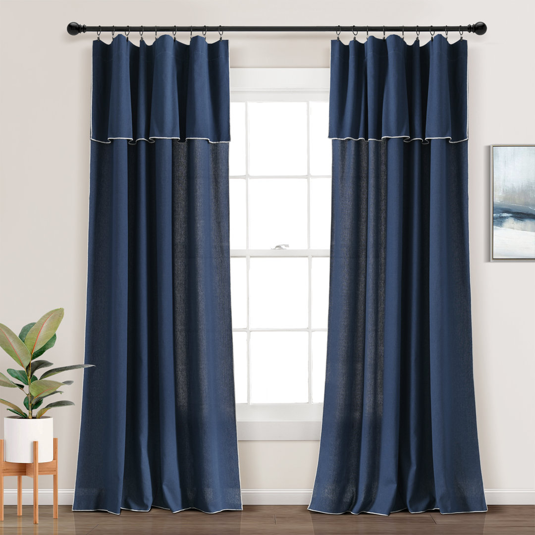 Modern Faux Linen Cotton Blend Semi Sheer Curtain Pair (Set of 2) Lush Decor Curtain 