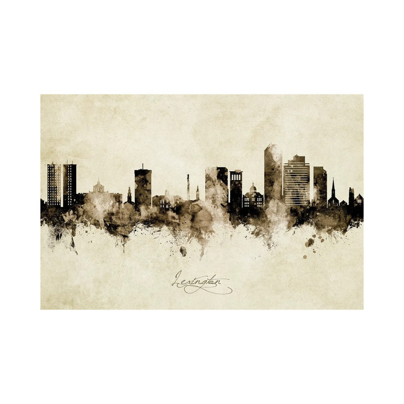 Lexington Kentucky Skyline Vintage by Michael Tompsett - 1 Piece Wrapped Canvas Painting, 30.48 cm H x 45.72 cm W