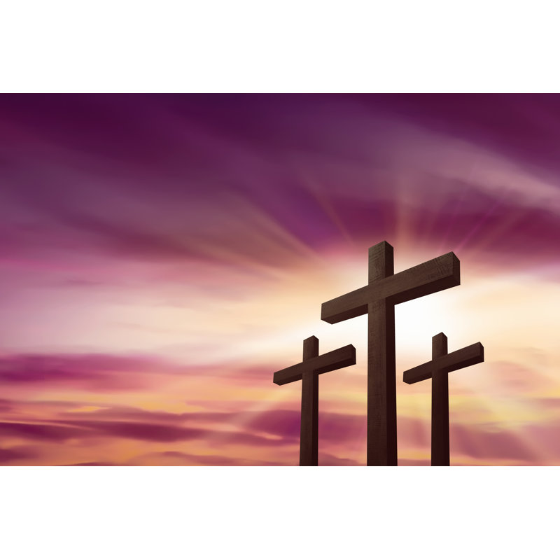 Three Crosses by Leolintang - Wrapped Canvas Print, 30cm H x 46cm W