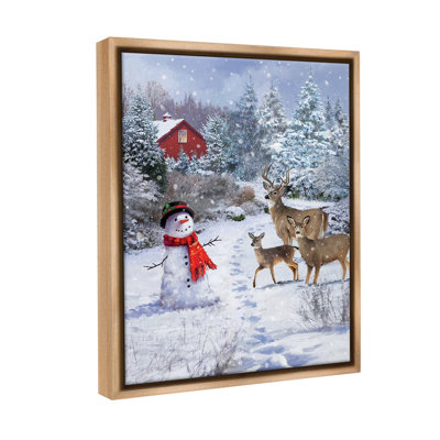 «Reindeer And Snowman Landscape» par Jason Kirk sur toile