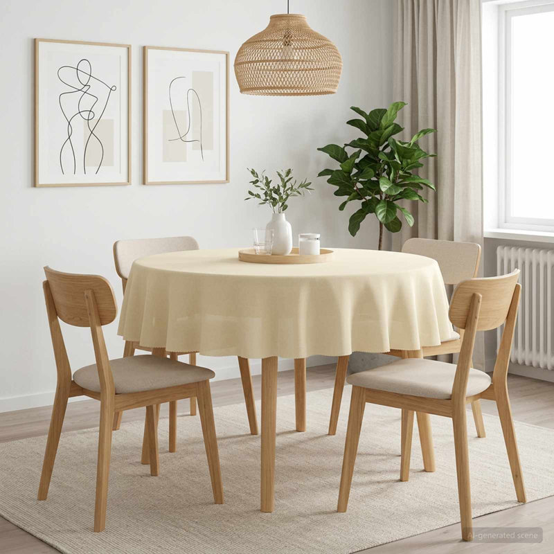  Table Cloth Tablecloth Dining Cover Kitchen Living Room Polyester Decor, Cream White, 5