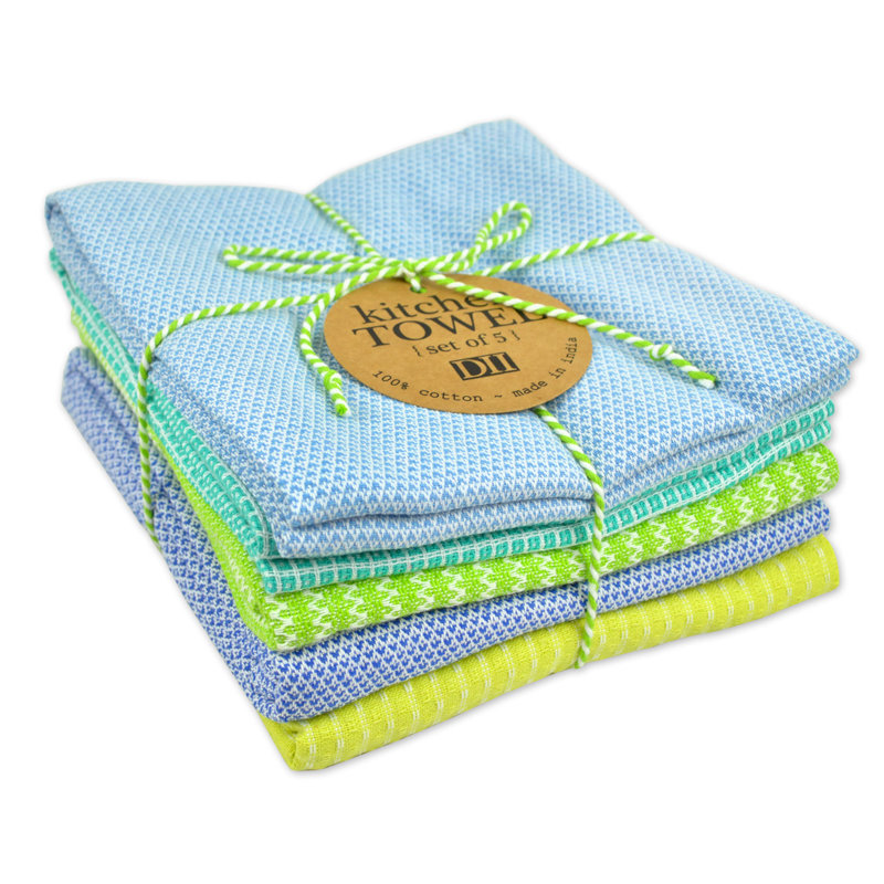 Torchon gaufré, Jaune / bleu / vert