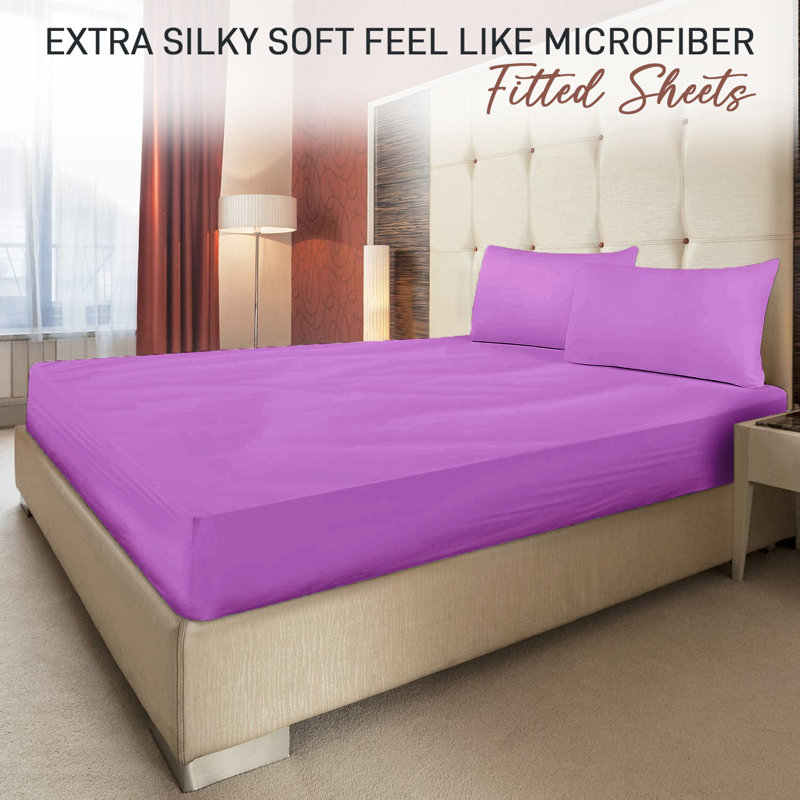 Kian-Scott Plain Weave / Muslin Fitted Sheet, Double (4'6), Lilac