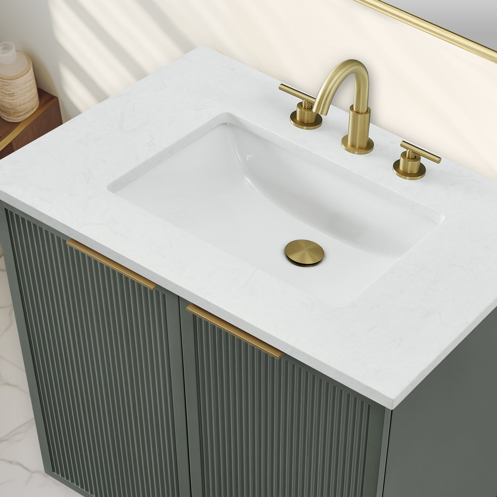 Aderyn 30" Single Bathroom Vanity, Vintage Green/Brushed Bronze
