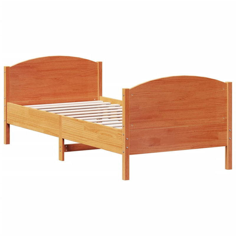 Andranae Solid Wood Bed, European Single (90 x 200cm), Wax brown