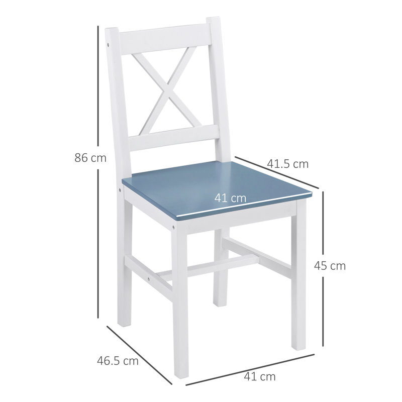 Titan 45cm H Solid Wood Cross Back Side Chair, White/Grey