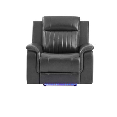 Fauteuil inclinable électrique gris anthracite avec éclairage DEL et accoudoirs coussinés pour un confort ultime et un style moderne