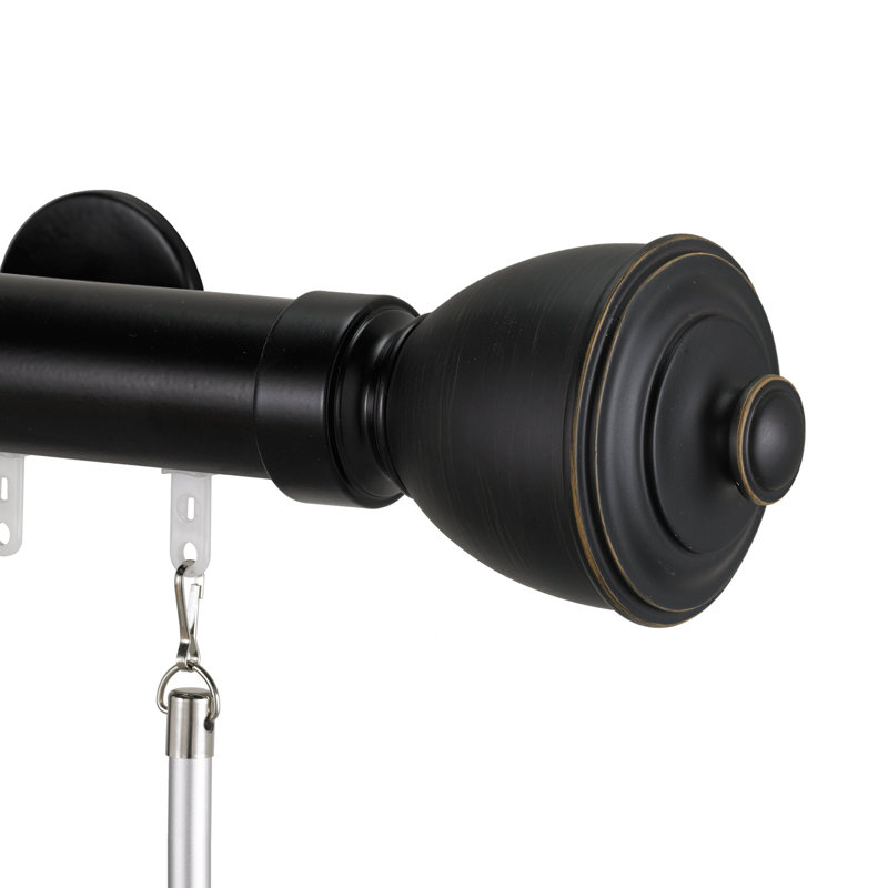 Tringle à rideaux simple 1,5 po Lawhon, H 2 po x l 60 po x P 3,75 po, Noir