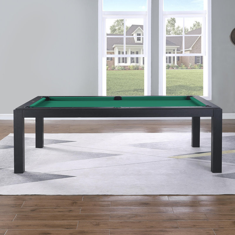 Table de billard en ardoise avec plateau de salle à manger Olivia, Vert jaune, Remise en plastique l 8 pi, Noir rétro