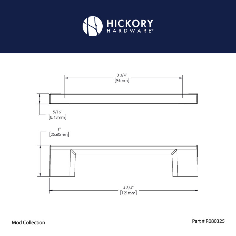 Heritage Designs Mod Handle Pull - 3-3/4" Centre to Centre Cabinet Pull Matte Black - Contemporary Hardware for Drawers & Cabinets