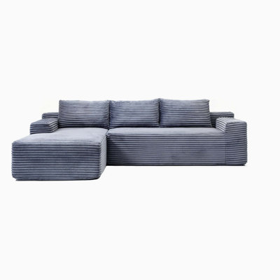 No-Assembly Modern Cloud Modular L-Shaped Sectional Sofa with Attached Chaise, Deep-Seat Upholstered Living Room Couch
