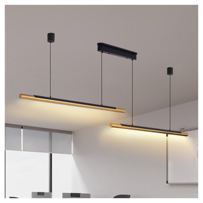 75" Modern Black and Gold LED Pendant Light - Adjustable Linear Chandelier for Dining Room, Kitchen Island & Living Room