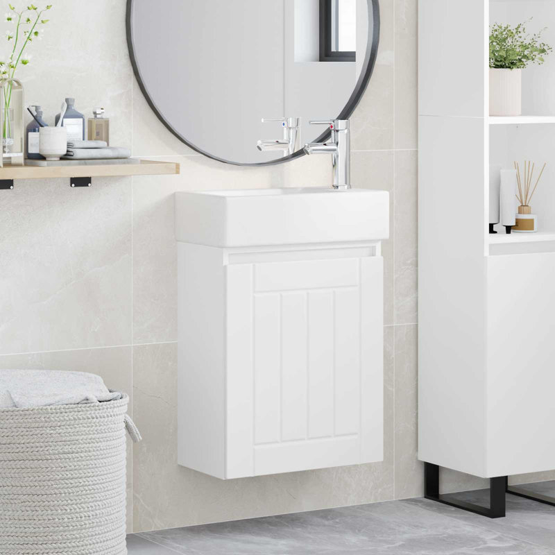 Single Bathroom Vanity with Ceramic Basin, White