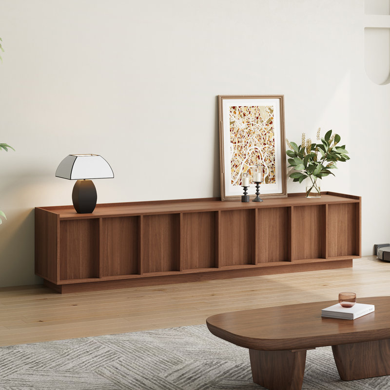 78.74" Modern TV Stands with Brown Wood Grain,Mid Century Media Console With 4 Cabinets