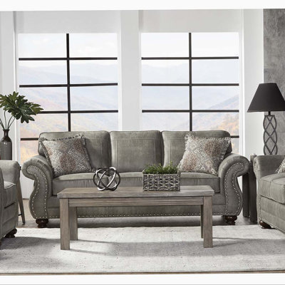 Tyshell Faux Leather Upholstered Nailhead Sofa and Loveseat Set