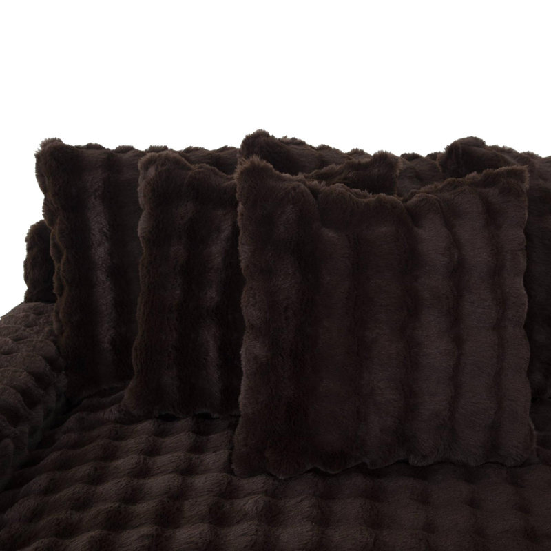 Canapé modulaire 4 pièces avec méridienne Everette, Polyester brun, Face à la gauche