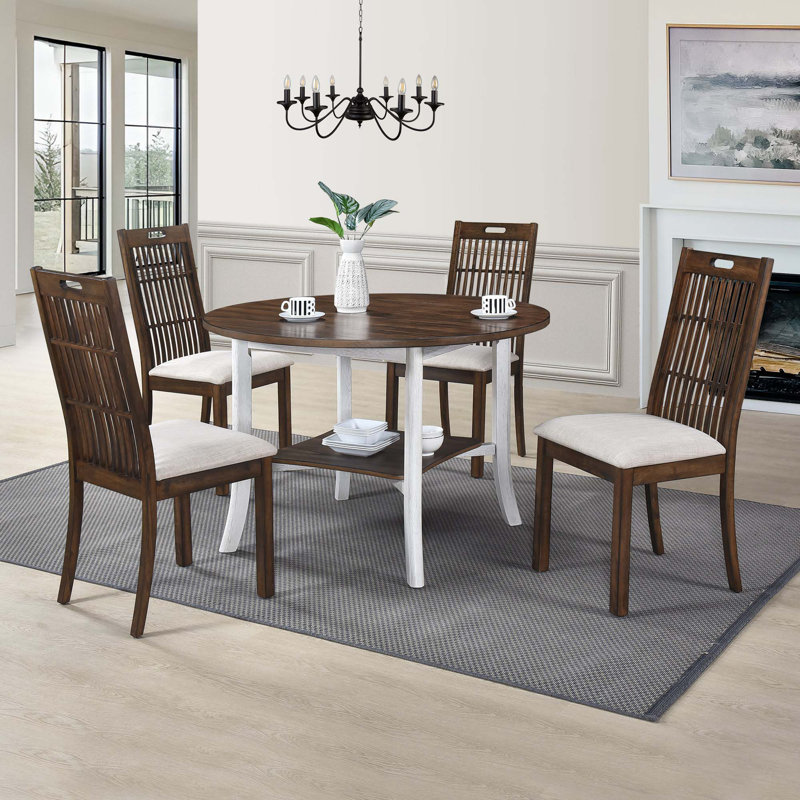 Ensemble de table de salle à manger ronde avec table ouverte et 4 chaises
