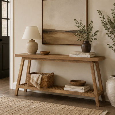 Farmhouse Console Table, 70.9" Entryway Table 2-Tier Sofa Table