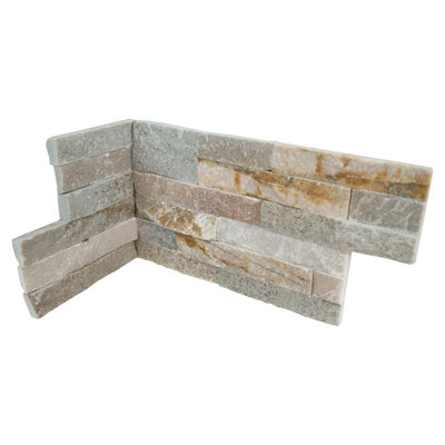 Stonecrest Amber Cream 6 in. x 18 in. Split Face Natural Stone Ledger Corner Wall Tile