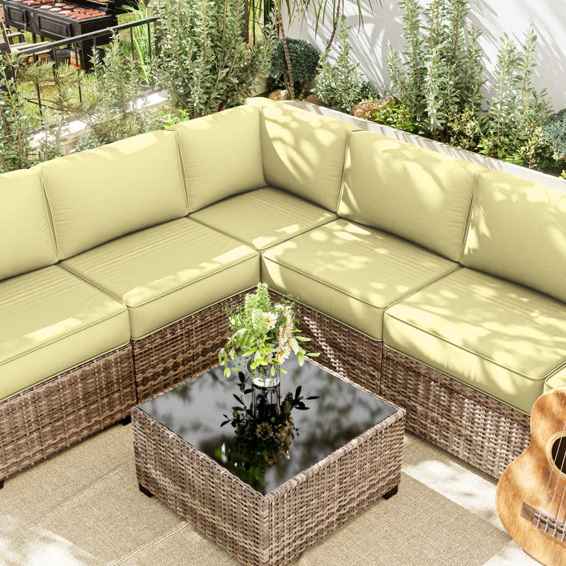 14-Piece Outdoor Seating Group Cushion Cover, Only Covers, Light Yellow